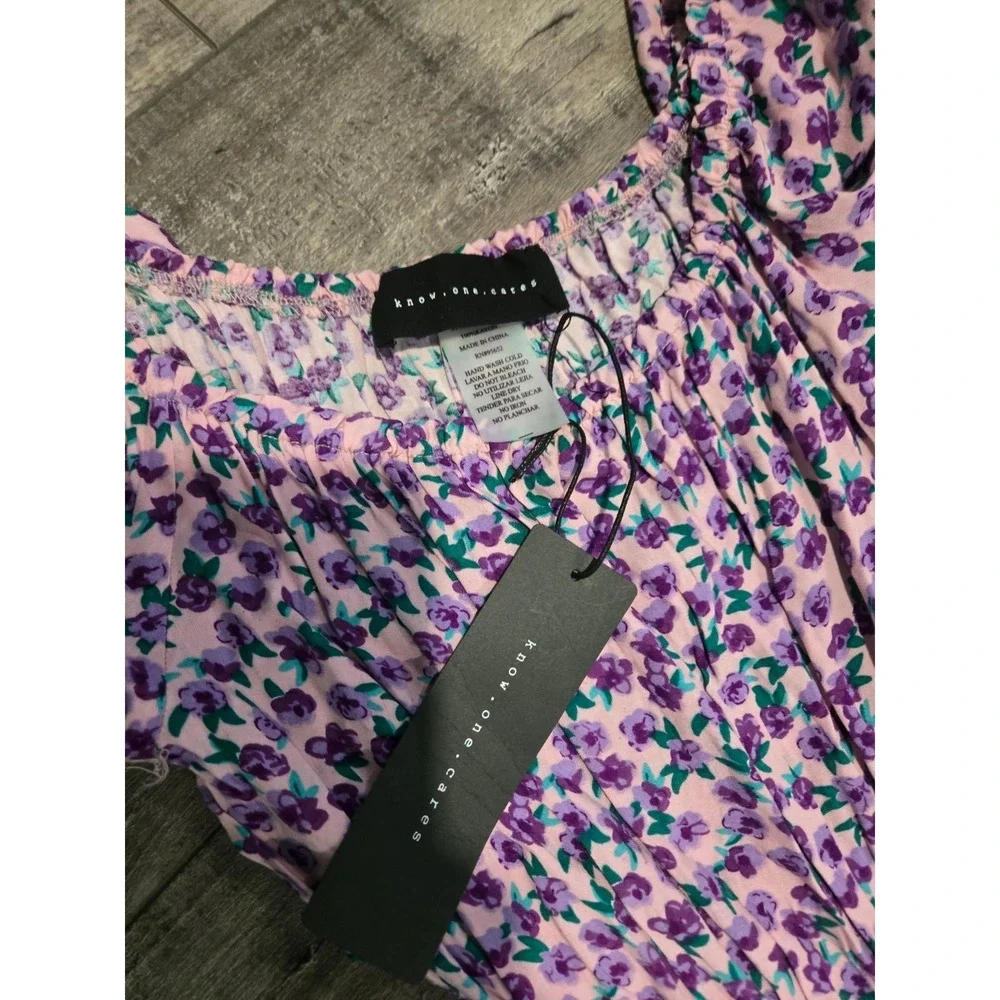 NWT Know One Cares Women's Scoop Neck Floral Print Cutout Tiered Dress Sz S - Picture 5 of 7